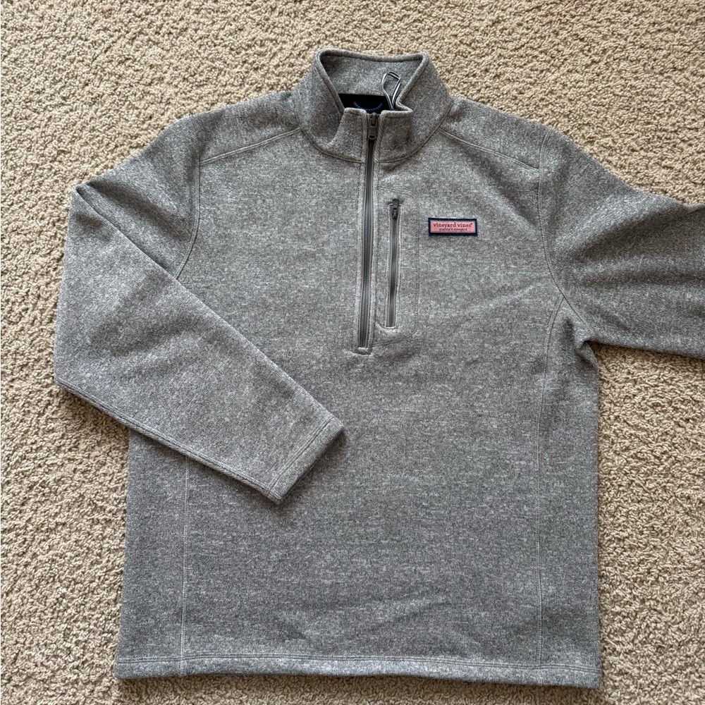 Vineyard Vine Gray Quarter-Zip Sweater